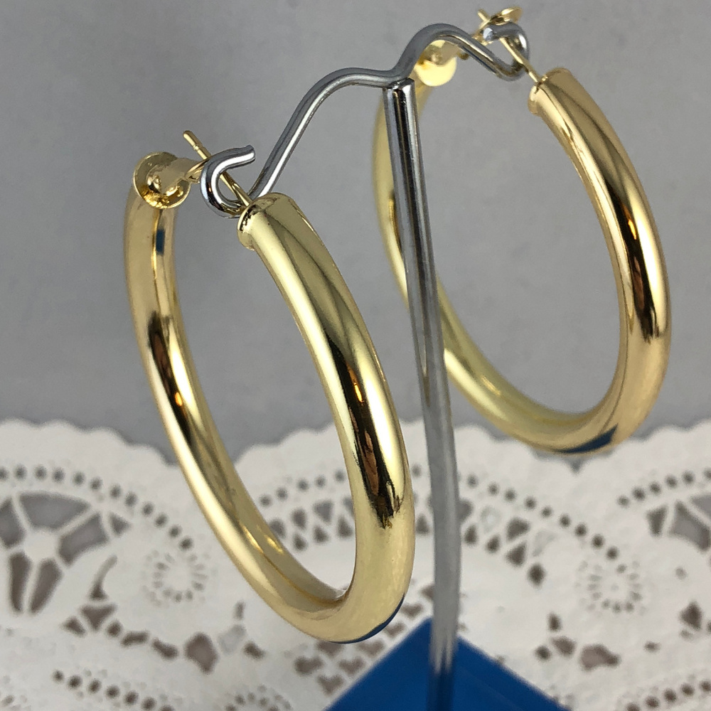 18K Gold Filled 5MM thick 2 inch Hoop Earrings